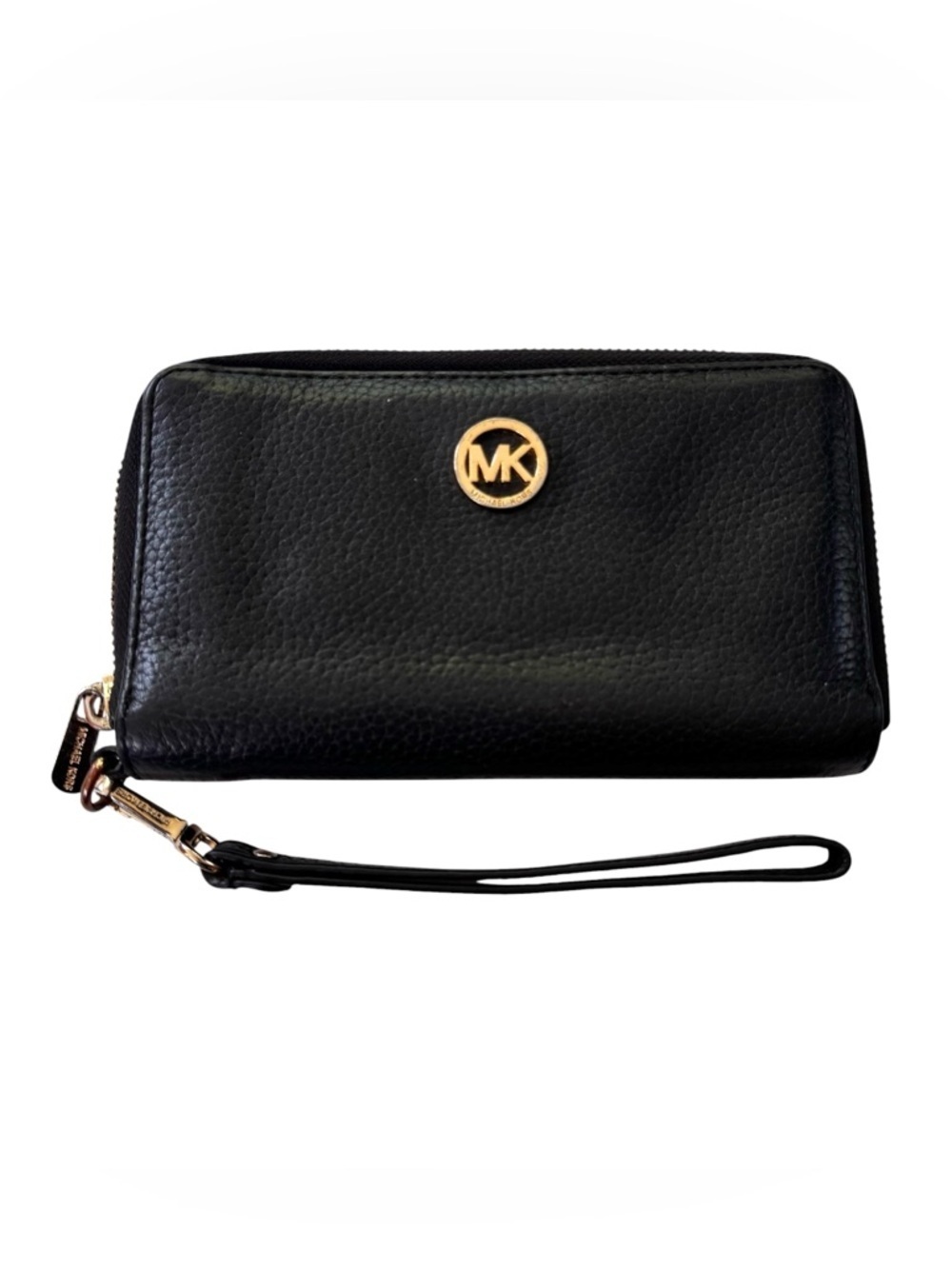 Michael Michael Kors Leather Futon Wristlet Continental Phone Wallet Black